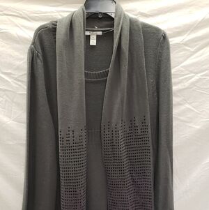 NWOT Style and Co Gray Sweater Dress With Gray and Purple Sequined Scarf sz XL